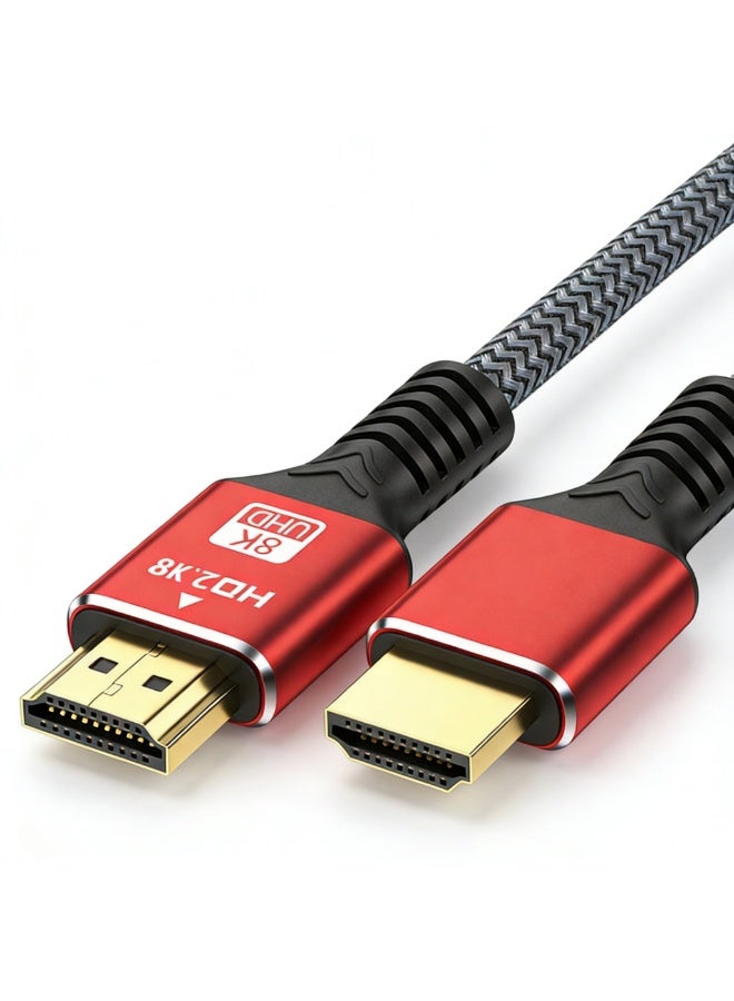 نيو سمارت كابل HDMI 2.1 بدقة 8K - يدعم 8K 60Hz، 4K 144Hz، 2K 240Hz، 1080P 240Hz، 48Gbps، 3D، HDR، HDCP، eARC، Dolby - كابل HDMI عالي السرعة جدًا لأجهزة اللابتوب، الكمبيوتر، الشاشة، البروجيكتور، التلفاز، PS4، PS5، Xbox، Switch، HDTV، كاميرا DSLR - Image 2